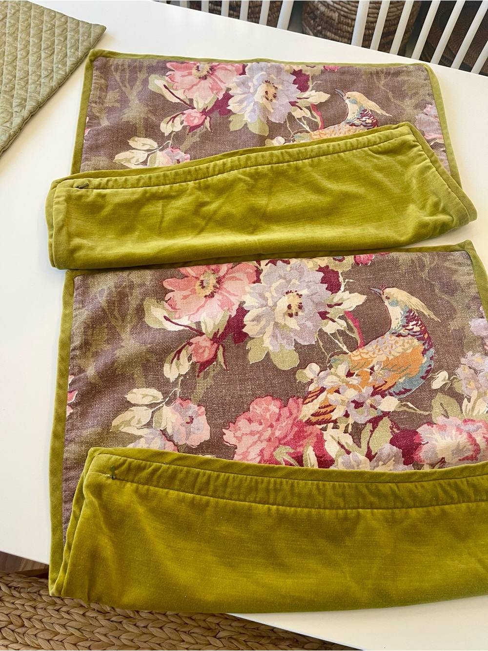 Pottery Barn Olivia Pheasant & silk diamond square pillow covers - SET of 3 - Picture 4 of 8
